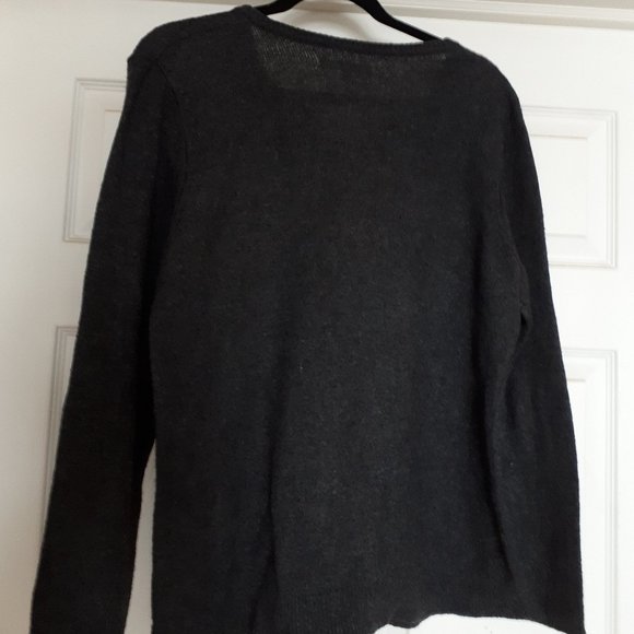 Alfred Sung Sweater - Charcoal Grey - Size Large - Grommet & Tie Neckline - Picture 4 of 5
